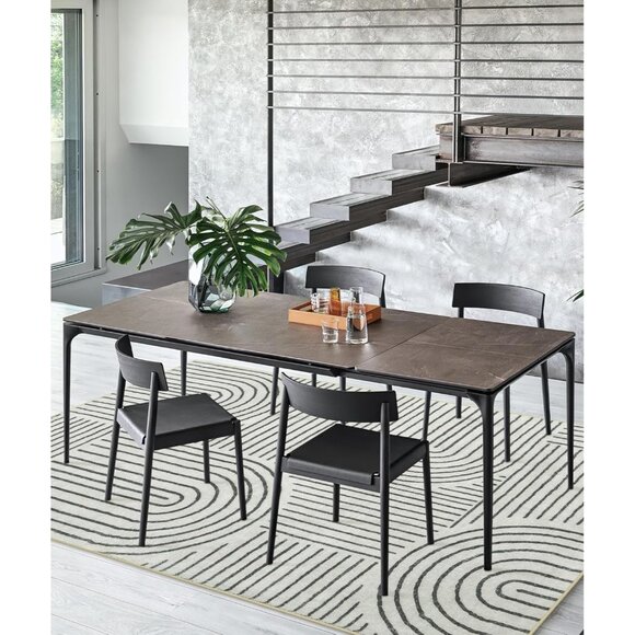 New 5x7 Black & White Abstract Rug, Washable Non-Slip Modern Carpet for Home - Picture 4 of 11